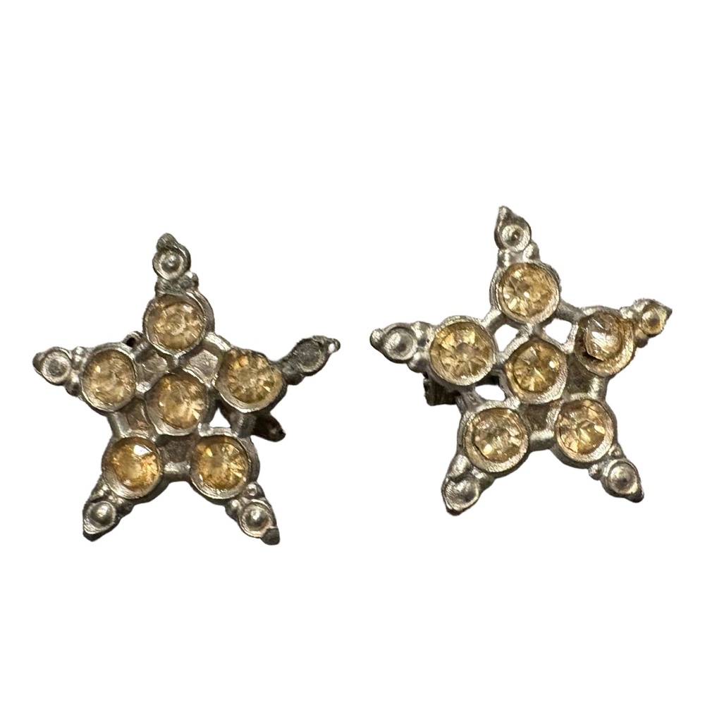 Star Shaped Pins Women's Size Silver Yellow Gemstones Statement Celestial Chic